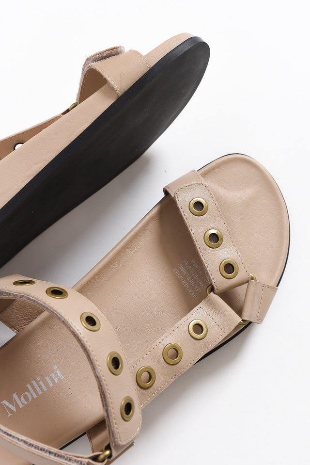 Herished Stone Leather Velcro Sandal