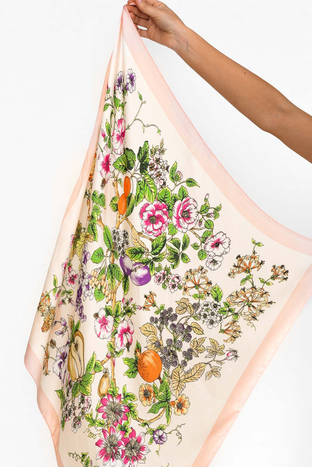 Hilde Pink Satin Floral Square Scarf image 1