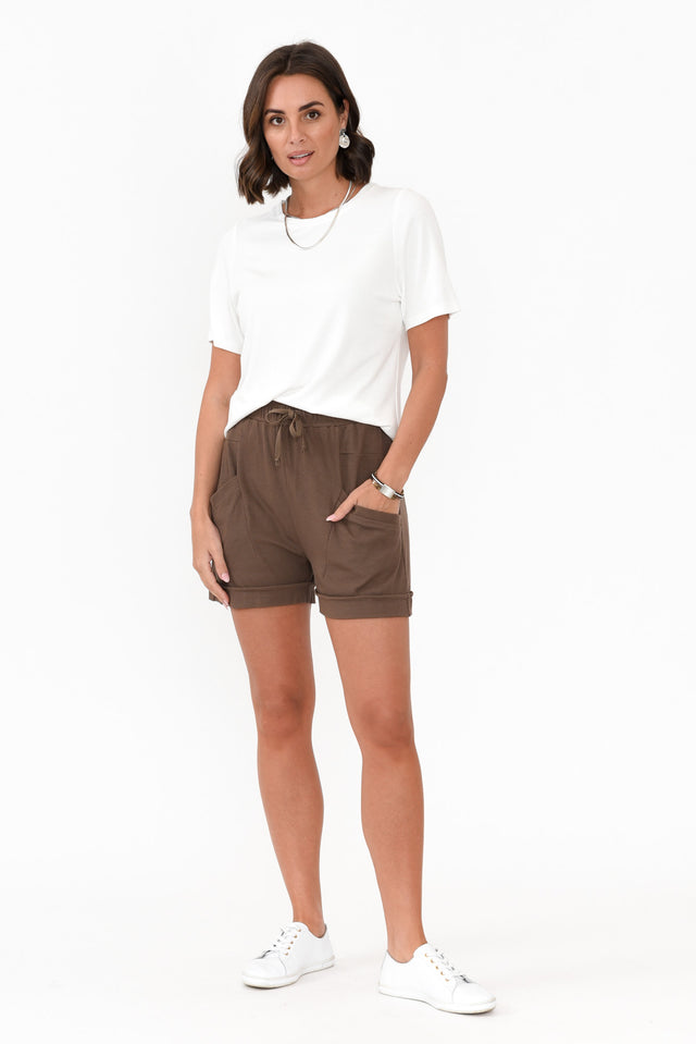 Bowie Chocolate Ribbed Bamboo Shorts banner image