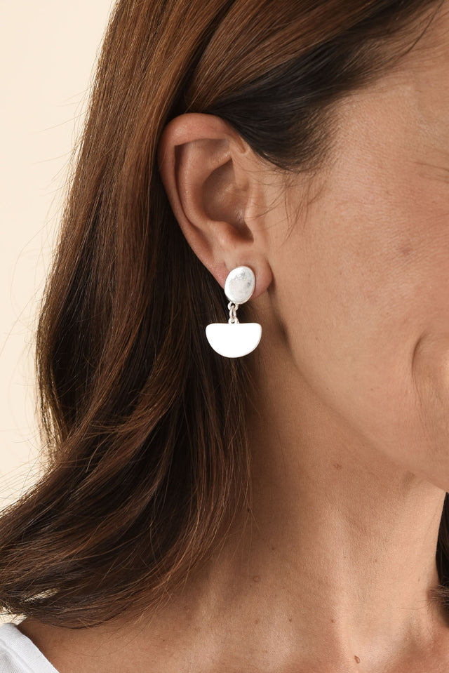 Hillary Silver Oval Drop Earrings