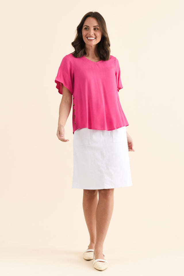 Hina Hot Pink Frill Collar Top,brunette model,Full Outfit,alt text|model:MJ image 2