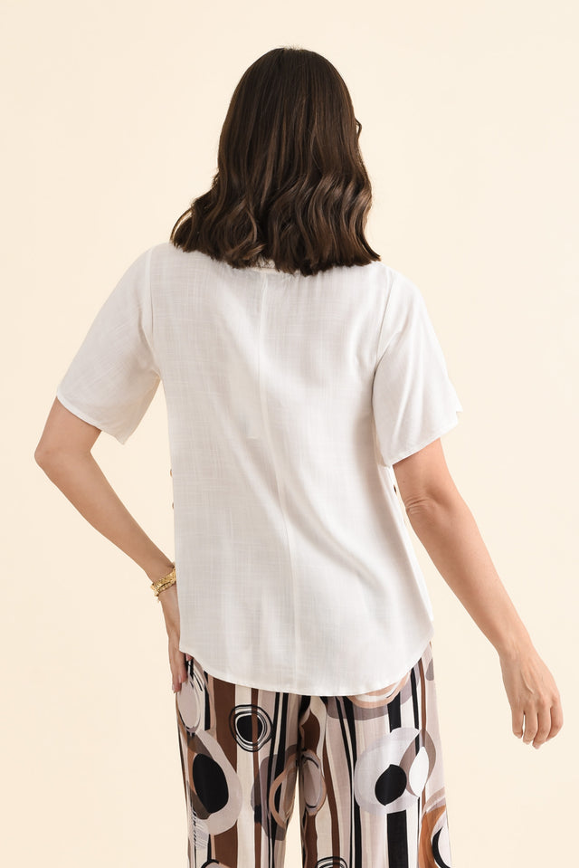 Hina White Frill Collar Top,brunette model,Back of Outfit,alt text|model:MJ image 4