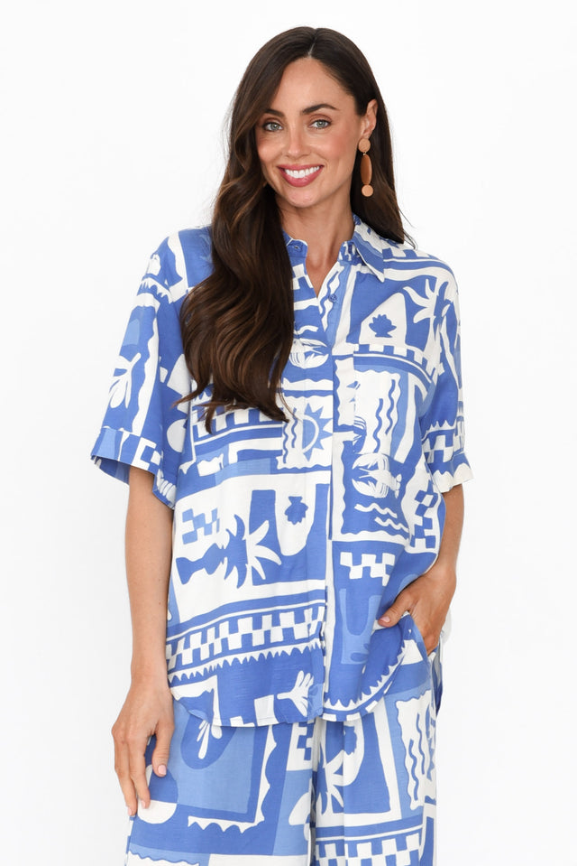 Holiday Blue Seaside Linen Blend Shirt image 1