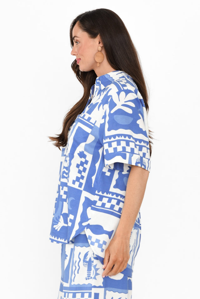 Holiday Blue Seaside Linen Blend Shirt