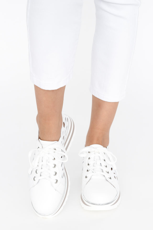 Holiday White Leather Platform Sneaker