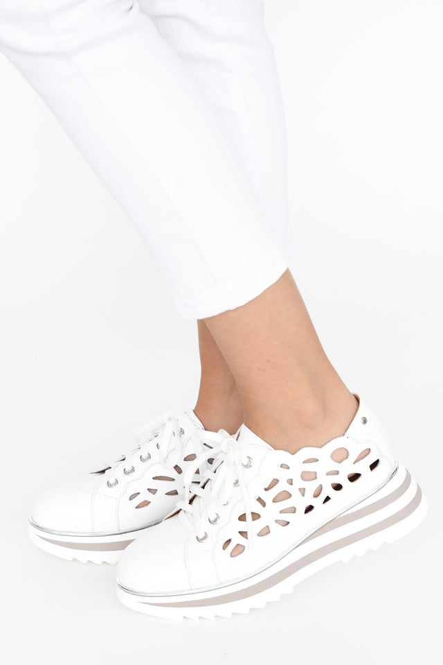 Holiday White Leather Platform Sneaker