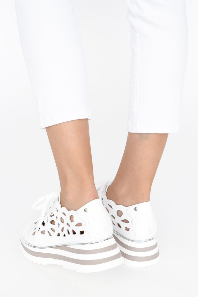 Holiday White Leather Platform Sneaker image 7