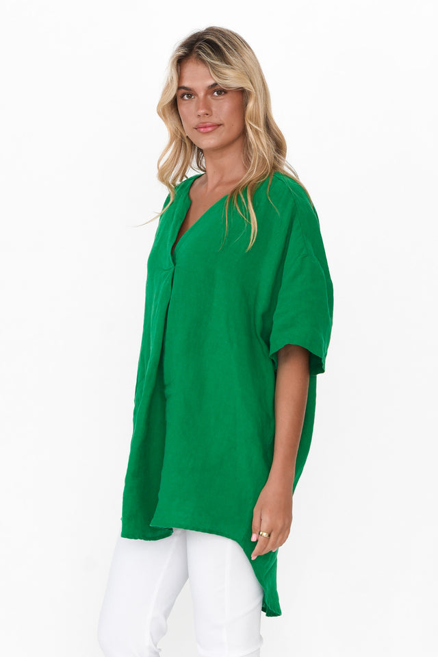 Holland Green Linen V Neck Tunic