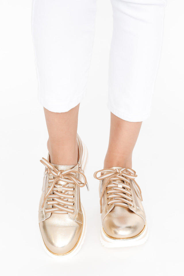 Hosting Gold Leather Platform Sneaker