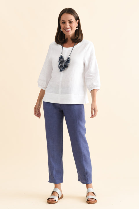Hudson Dark Blue Linen Pocket Pants - Blue Bungalow AU — free download