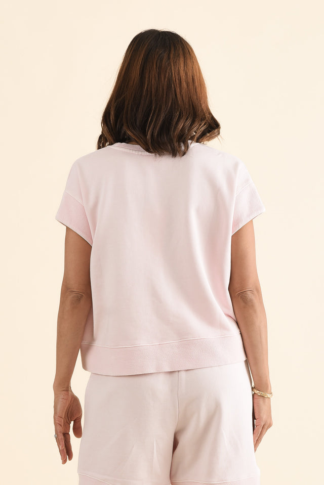 Hustler Light Pink Cotton Tee,Back,Brunette model,alt text|model:Cara image 4