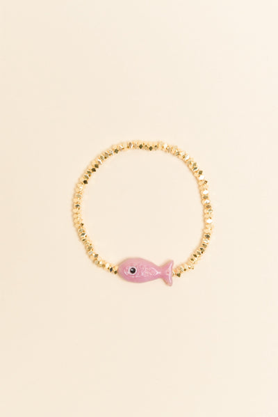 Ida Pink Fish Beaded Bracelet