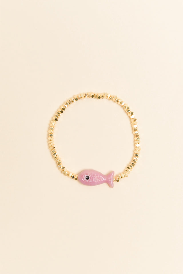 Ida Pink Fish Beaded Bracelet