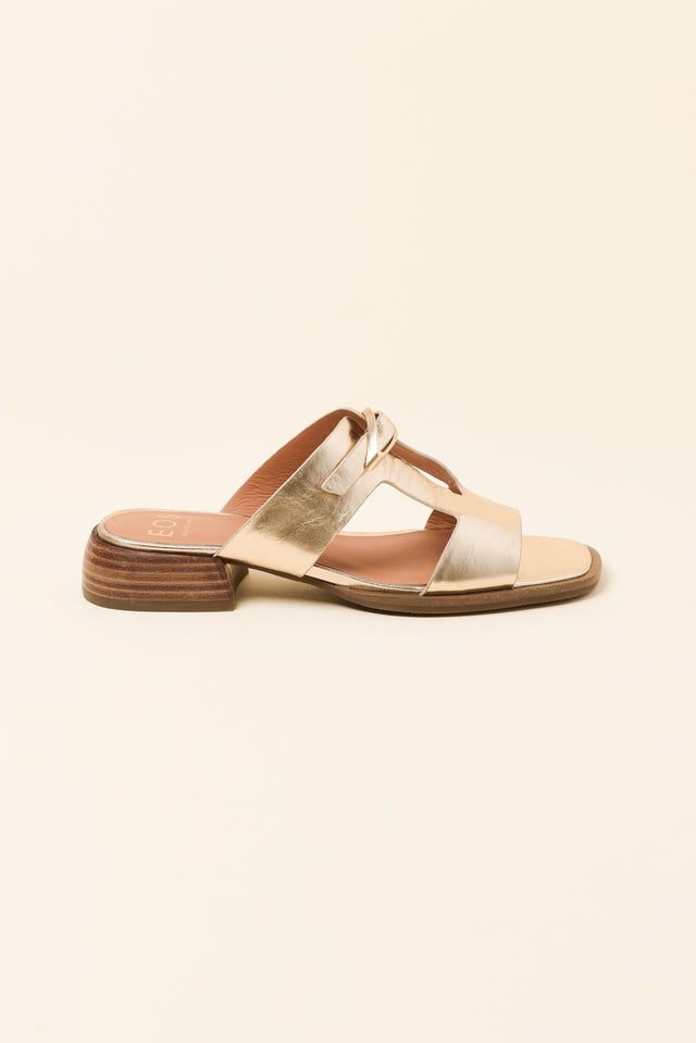 Ikami Gold Leather Buckle Heel
