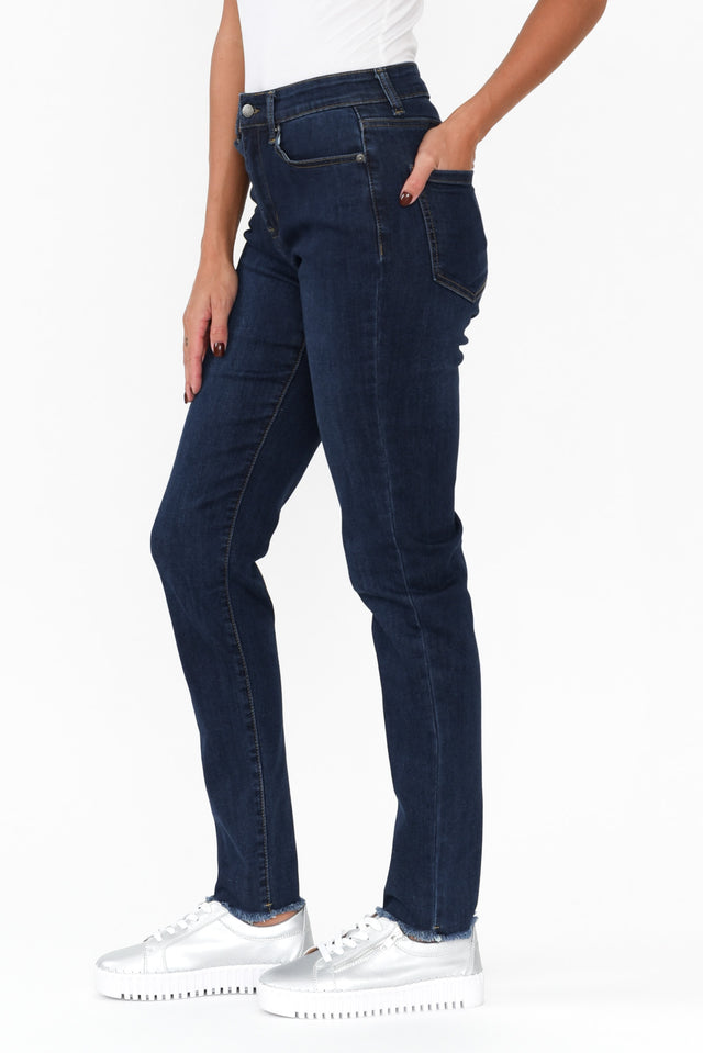 Indiana Dark Denim Frayed Slim Fit Jeans image 4