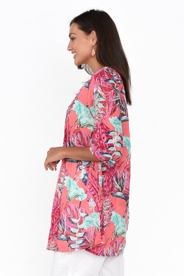 Indra Pink Bloom Cotton Tunic Top image 4
