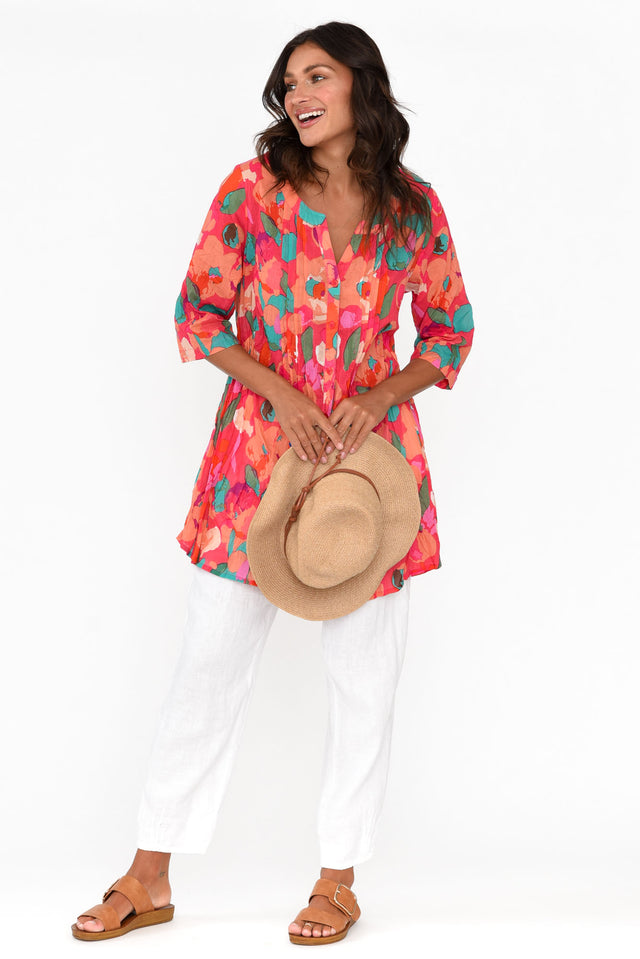 Indra Pink Blossom Cotton Tunic Top banner image