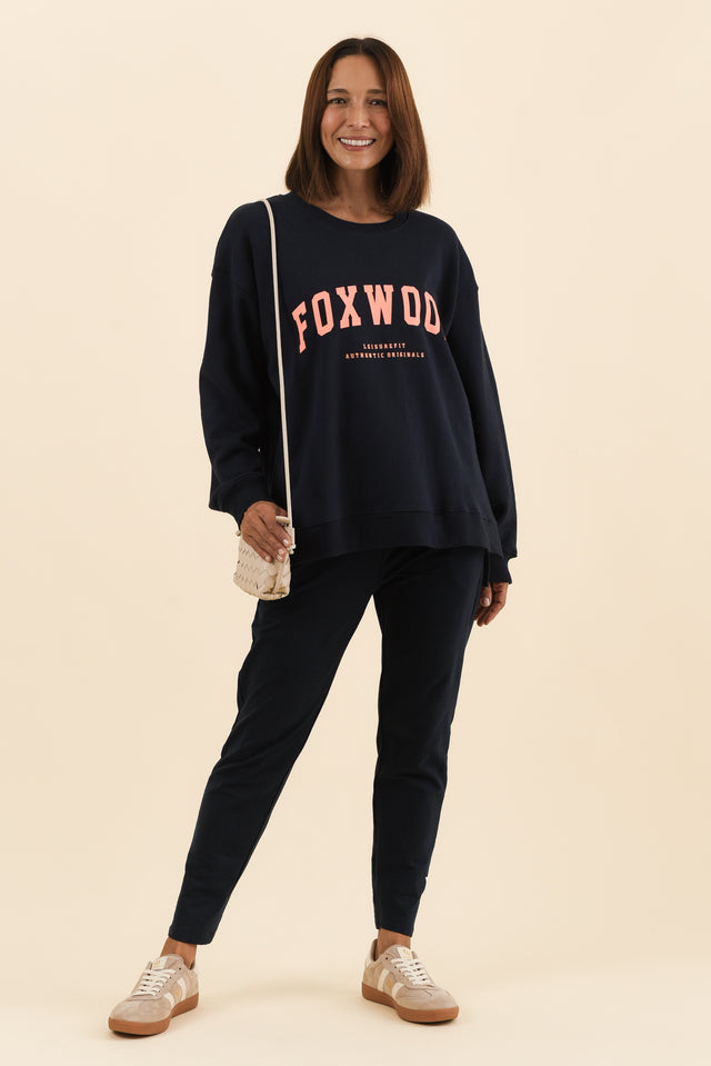 Interval Navy Crewneck Sweatshirt,Full Body,Brunette model,alt text|model:Cara image 4