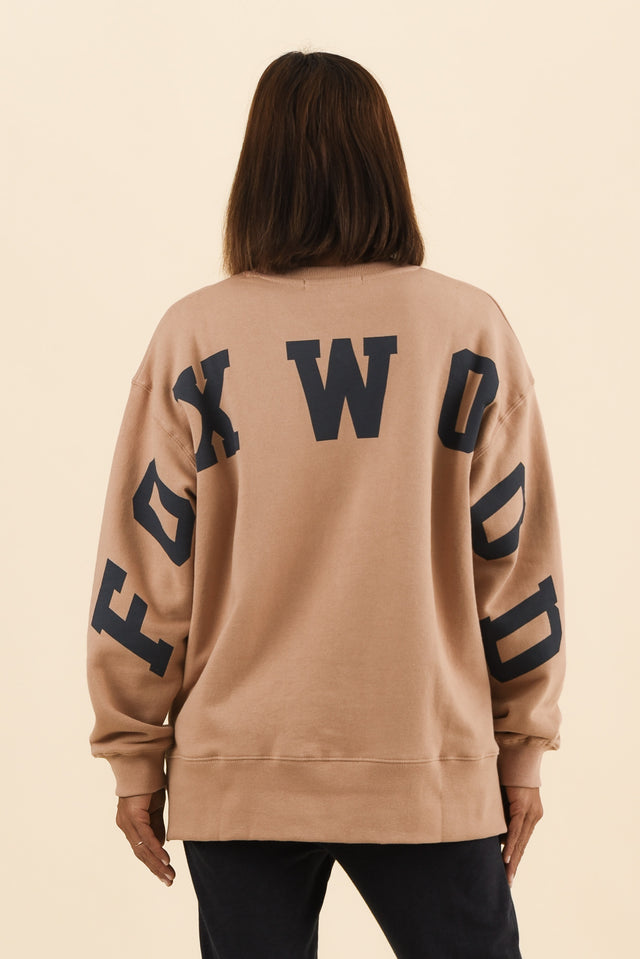Interval Tan Crewneck Sweatshirt,Back,Brunette model,alt text|model:Cara image 4