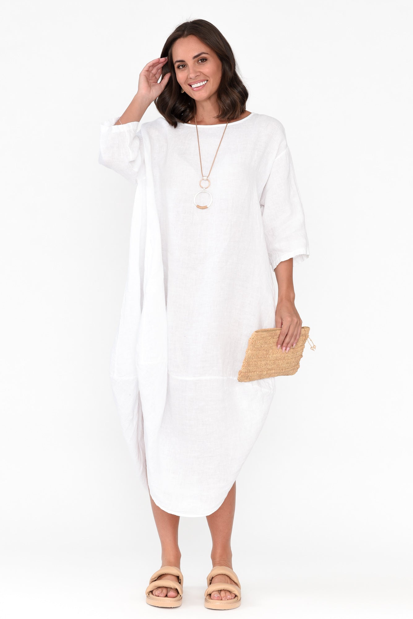 Womens white deals linen sundress