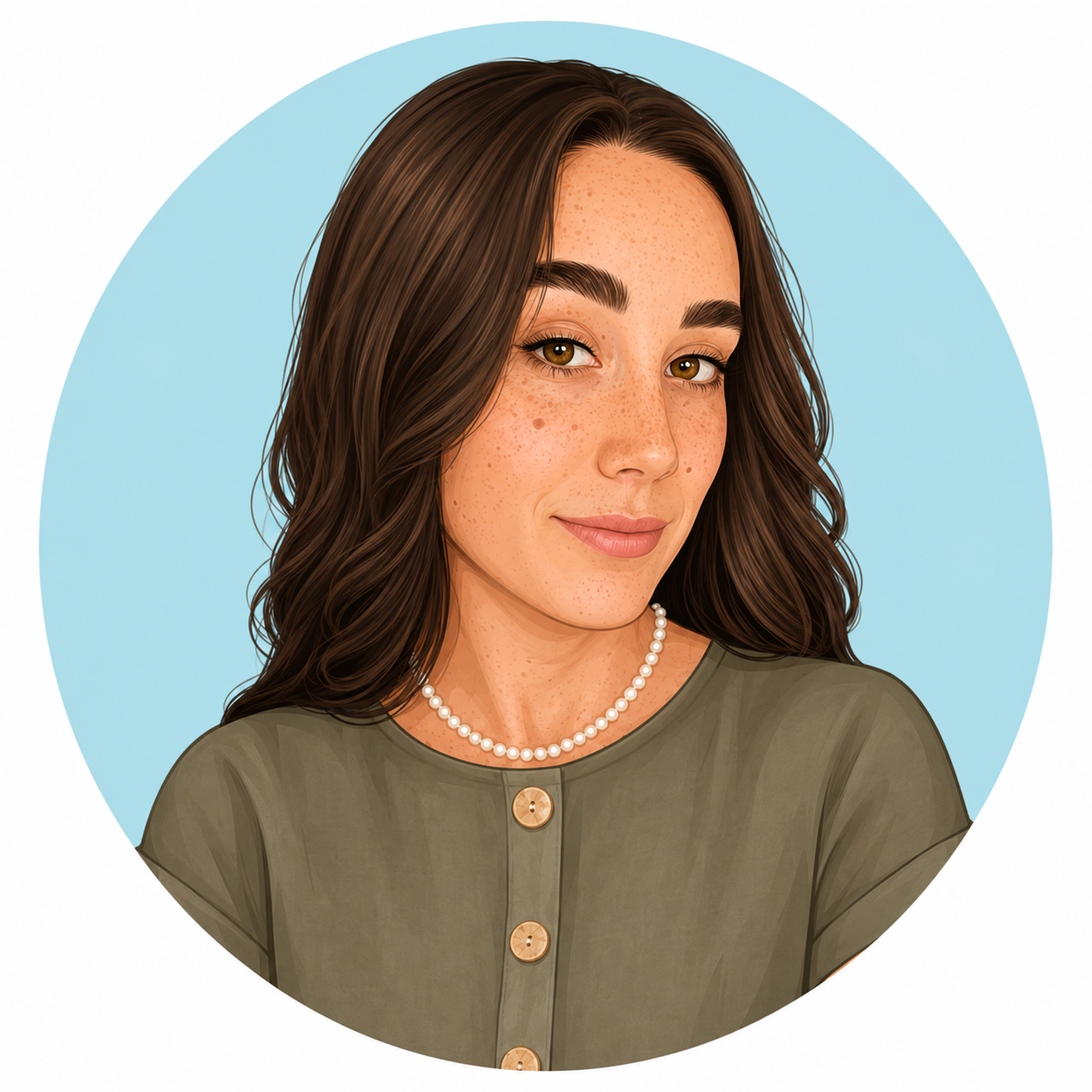AI Cartoon Image of Blue Bungalow writer Isabel