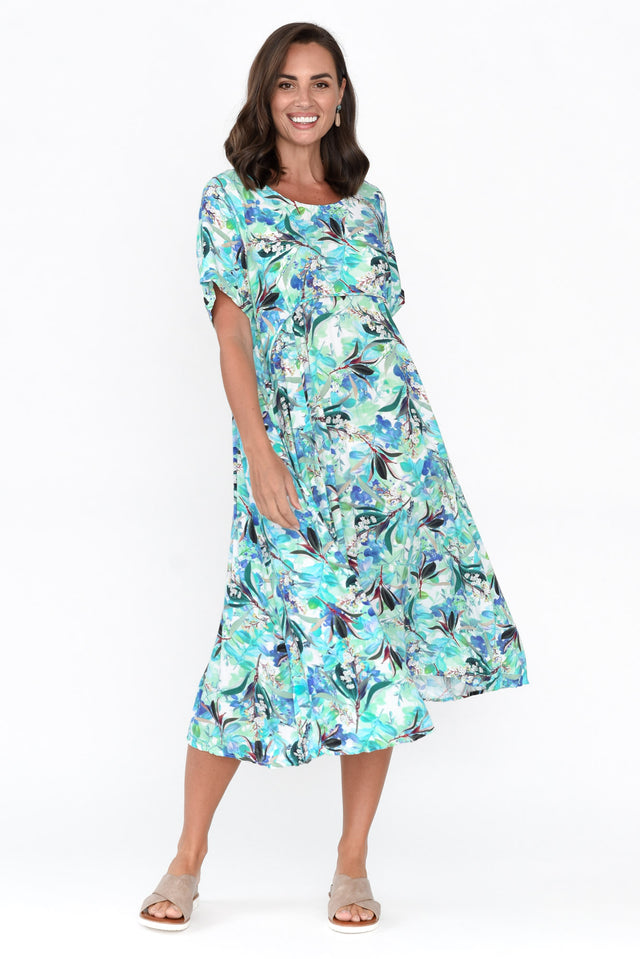 Isalina Blue Blossom Linen Blend Dress image 3