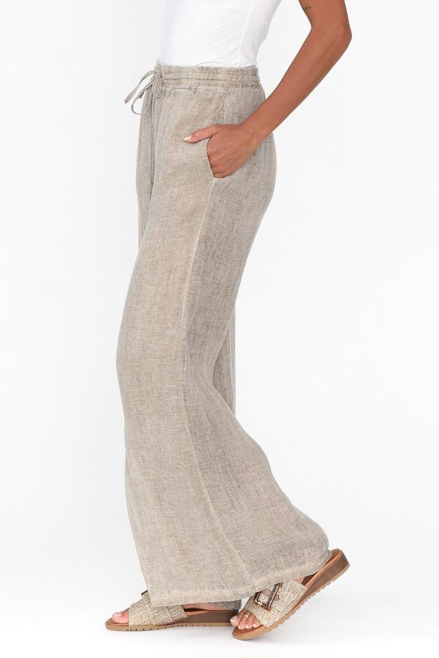 Ismeria Taupe Linen Drawstring Pants