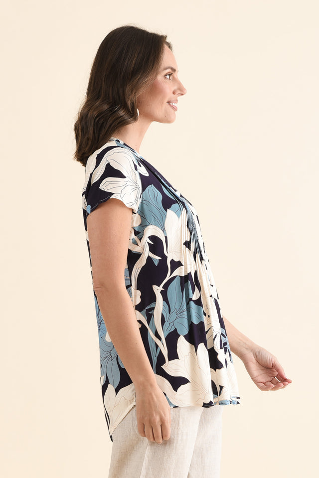 Isobel Blue Floral Button Top image 3