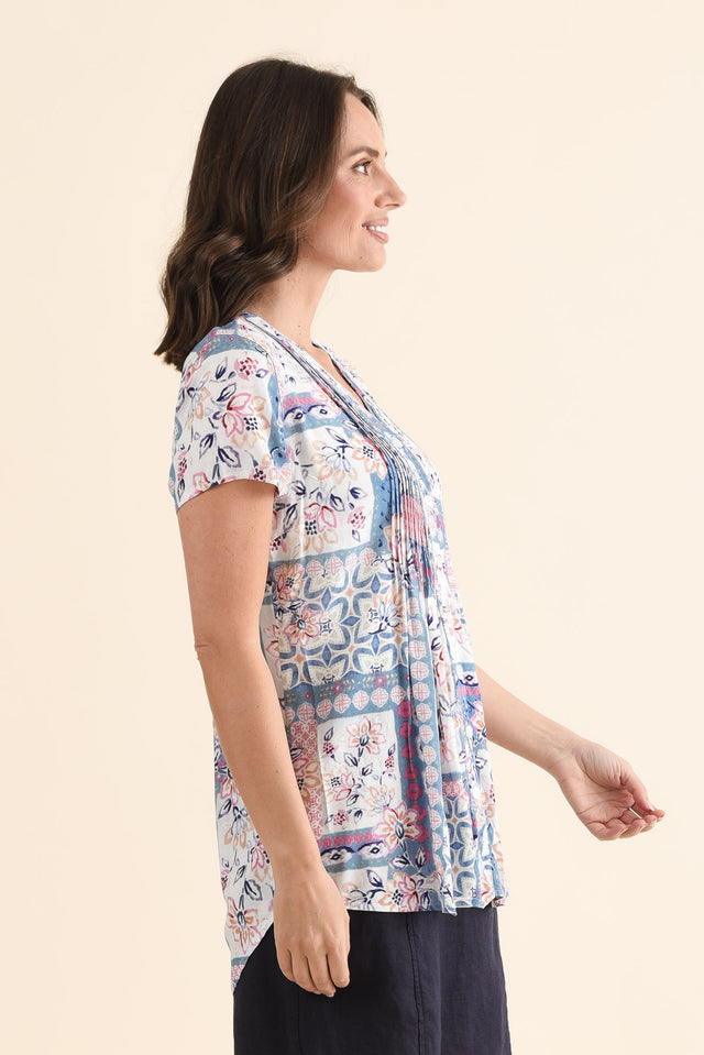 Isobel Pink Mosaic Button Top image 3