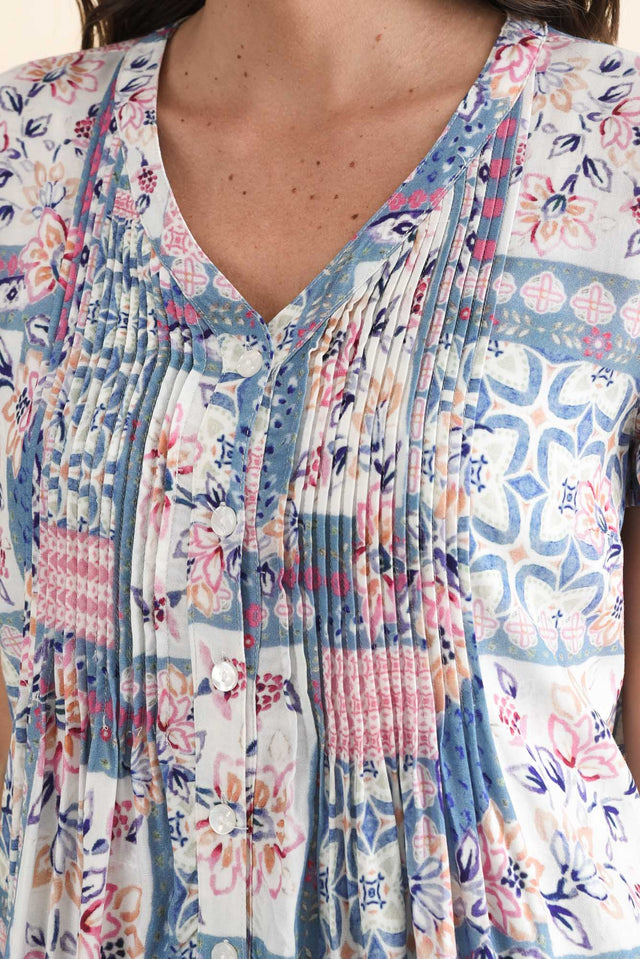 Isobel Pink Mosaic Button Top image 5