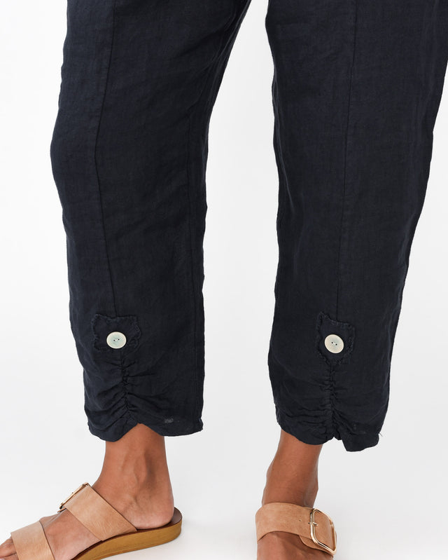 Isolara Navy Linen Gathered Pants image 3