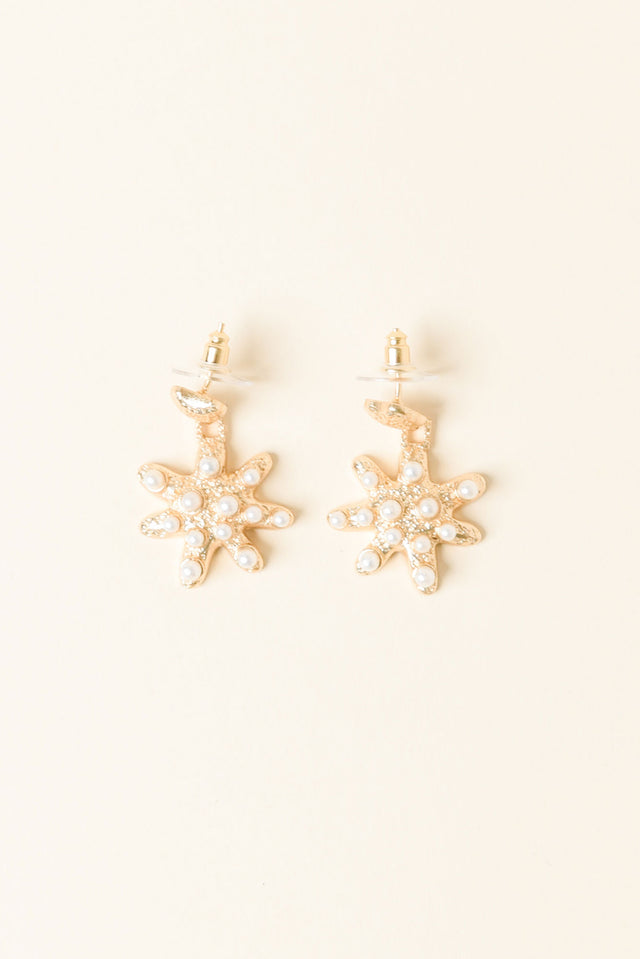 Ithica Gold Star Pearl Earrings image 1