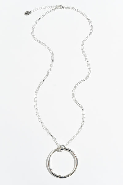 Ivana Silver Circle Pendant Necklace