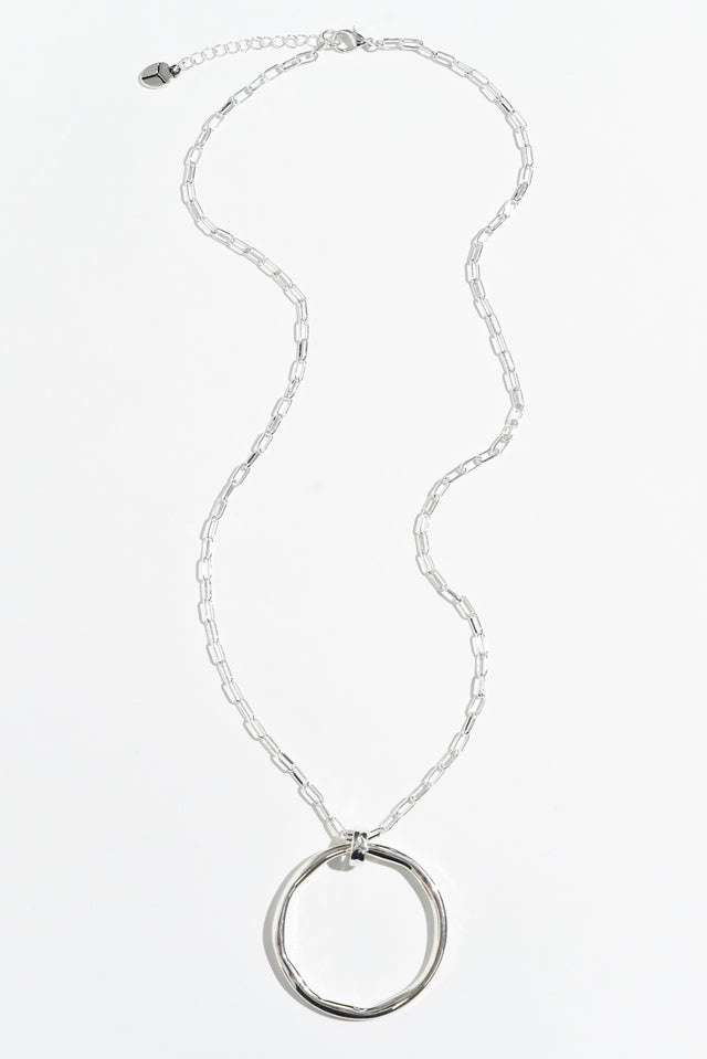 Ivana Silver Circle Pendant Necklace image 1