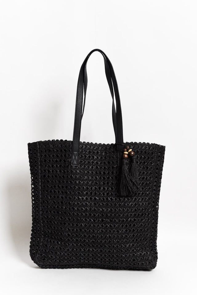 Izumi Black Woven Tote Bag image 1