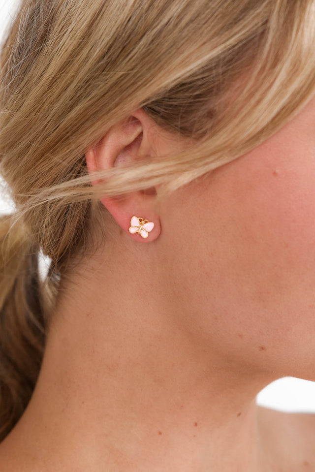 Jaclyn Pink Butterfly Stud Earrings