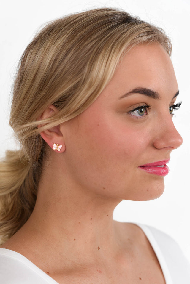 Jaclyn Pink Butterfly Stud Earrings image 2