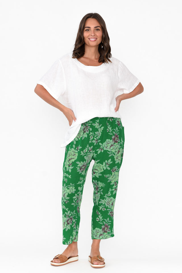 Jacqui Green Blossom Linen Pants