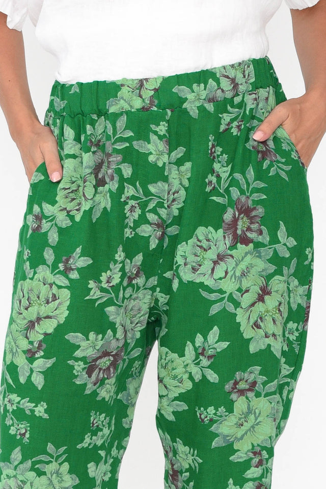 Jacqui Green Blossom Linen Pants image 5
