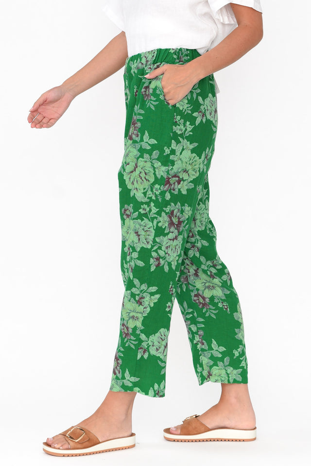 Jacqui Green Blossom Linen Pants