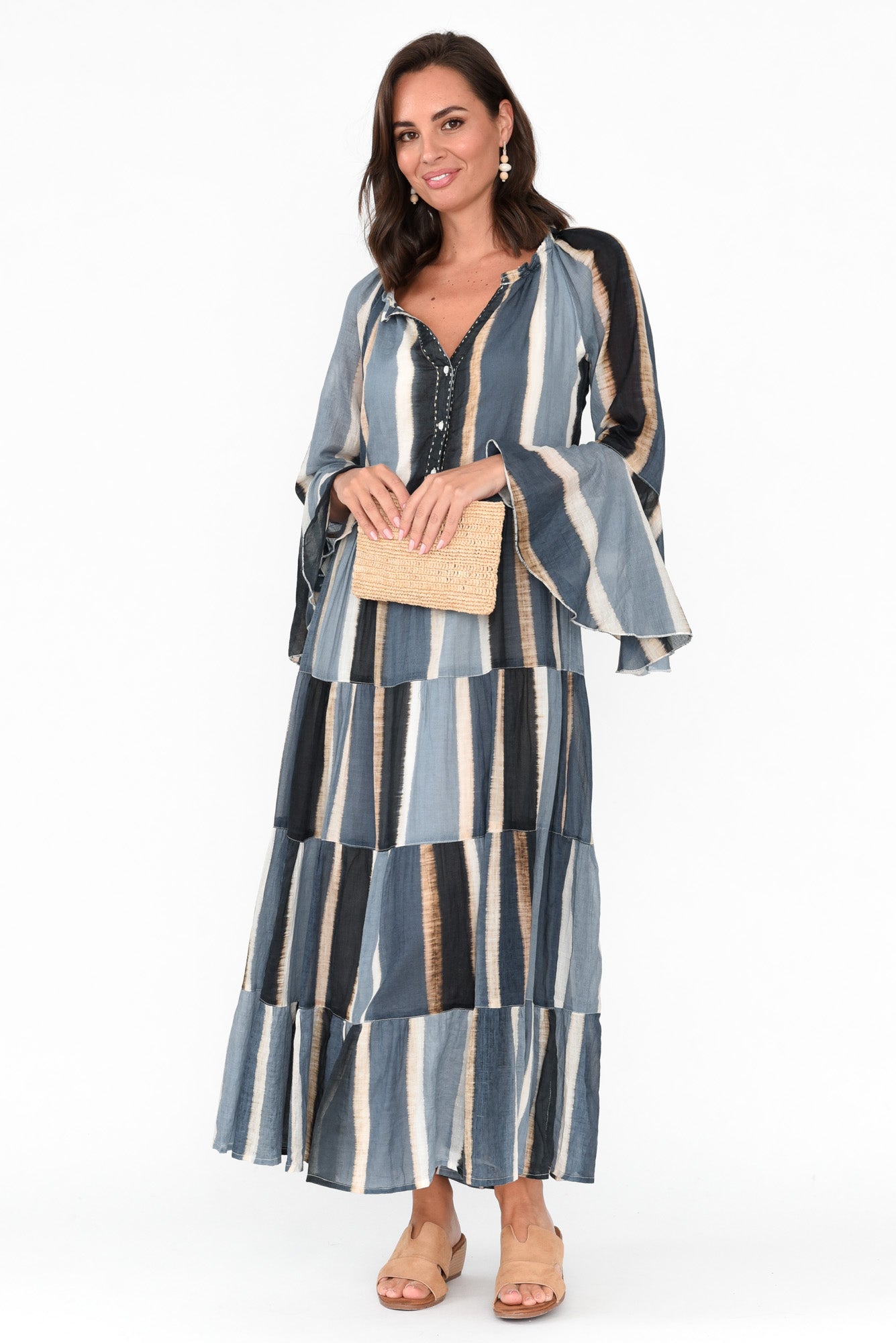 Striped cotton cheap maxi dress