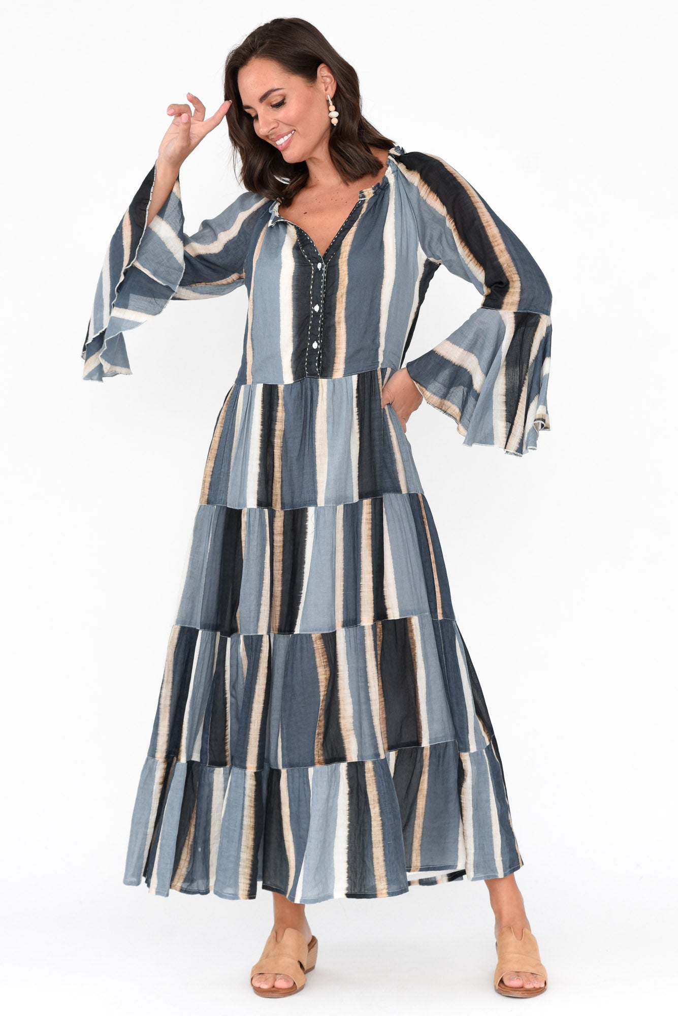 Coast cass stripe outlet maxi dress