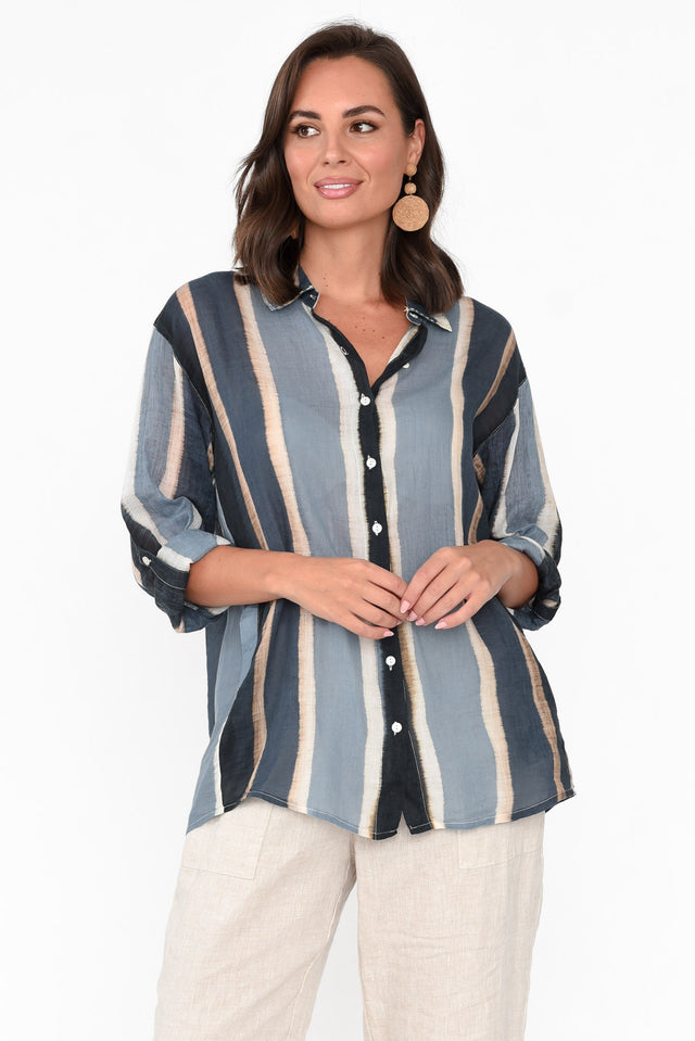 Jada Blue Stripe Cotton Shirt neckline_V Neck 