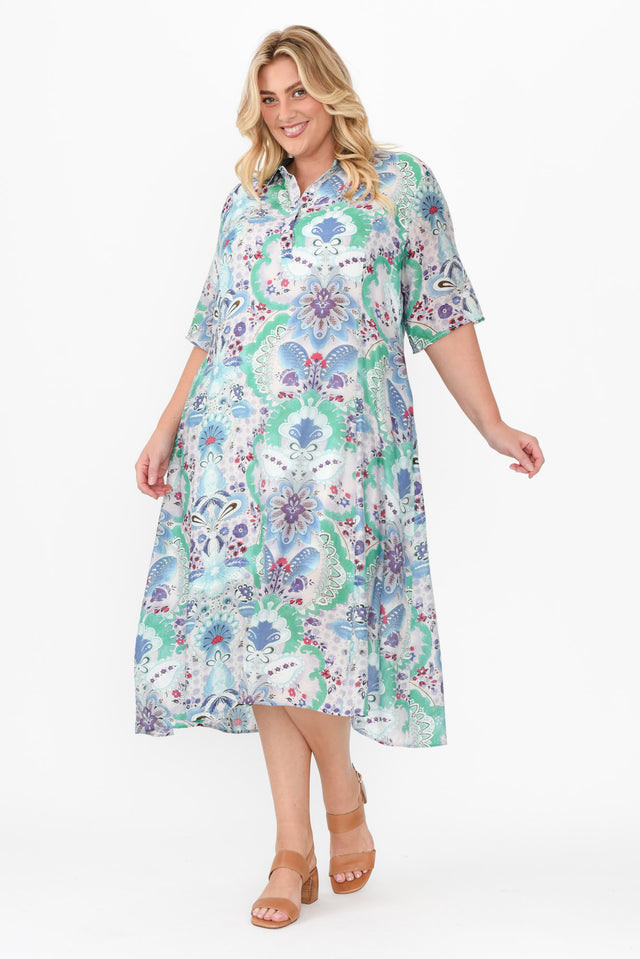 Jaime Blue Paisley Midi Dress