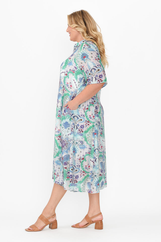 Jaime Blue Paisley Midi Dress