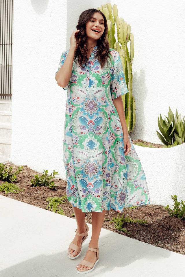 Jaime Blue Paisley Midi Dress