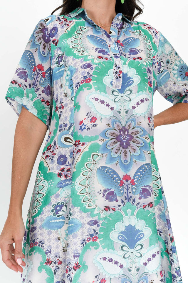 Jaime Blue Paisley Midi Dress