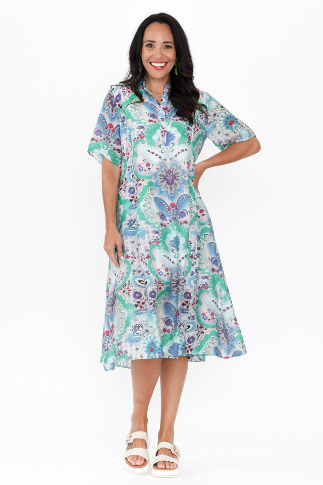 Jaime Blue Paisley Midi Dress