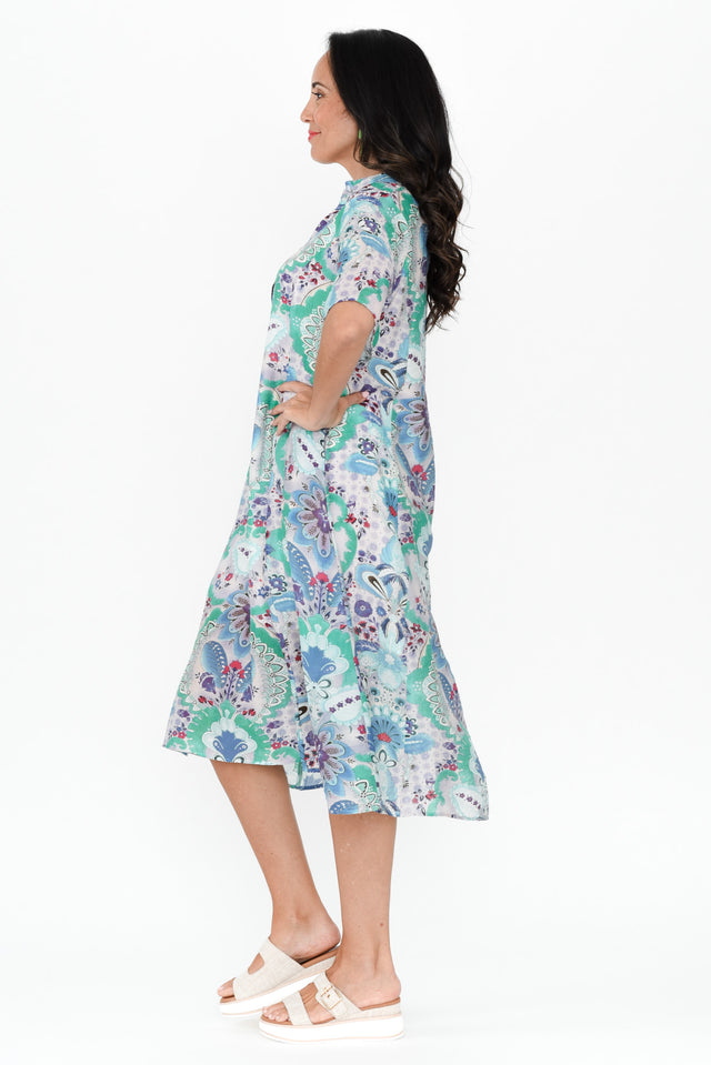 Jaime Blue Paisley Midi Dress