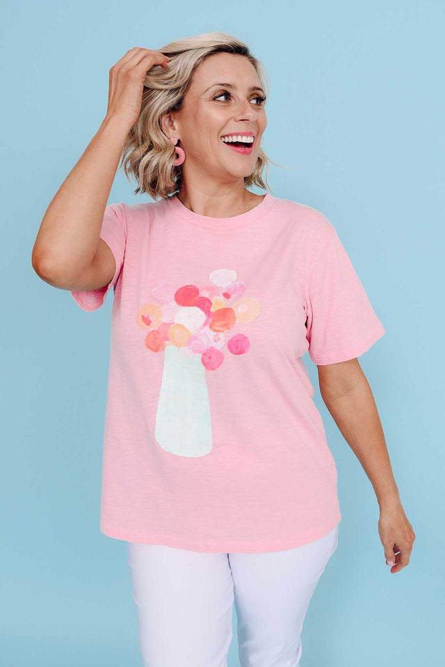 Janey Pink Floral Cotton Tee